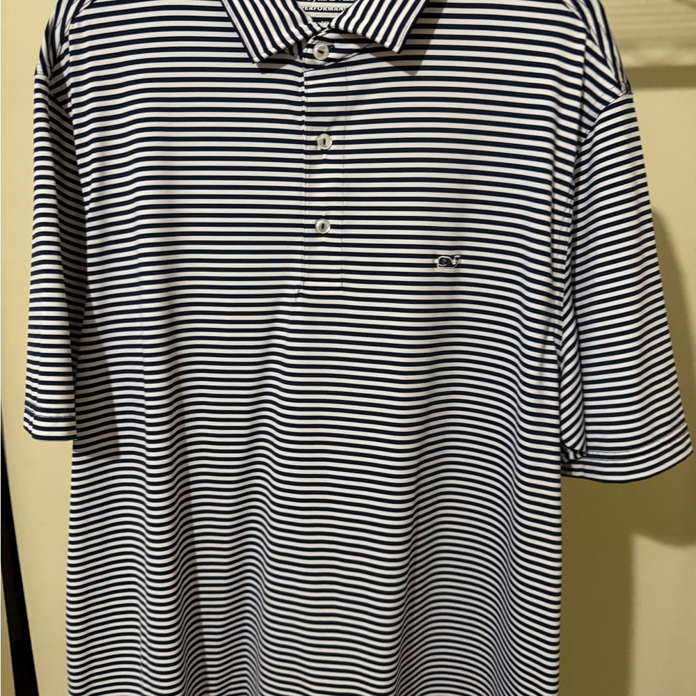 Vineyard Vines Navy and White Striped Polo Shirt